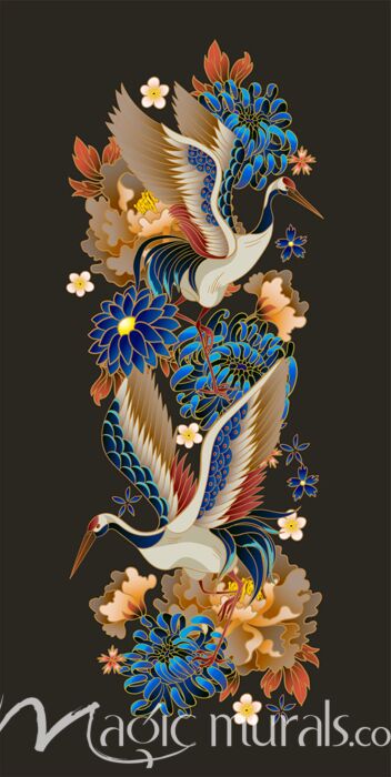 Mandarin Ducks and Flowers 0932 Wallpaper Wall Mural