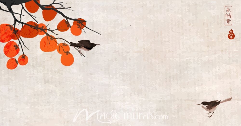 Asian Persimmons Eternity on Rice Paper 1532 Wallpaper Wall Mural