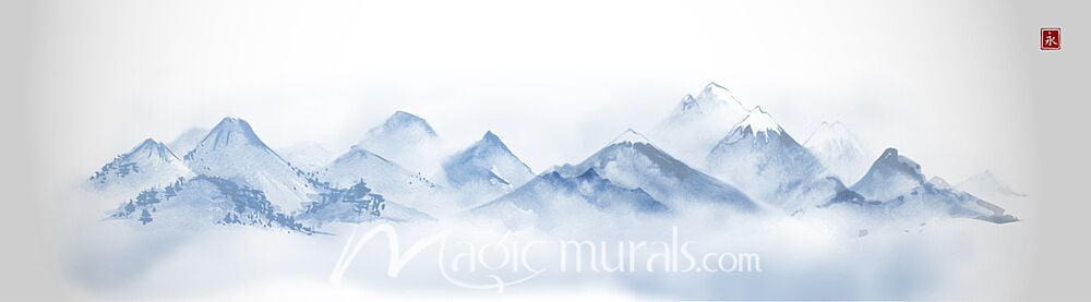 Blue Mountains Ink Wash Painting 7311 Wallpaper Wall Mural