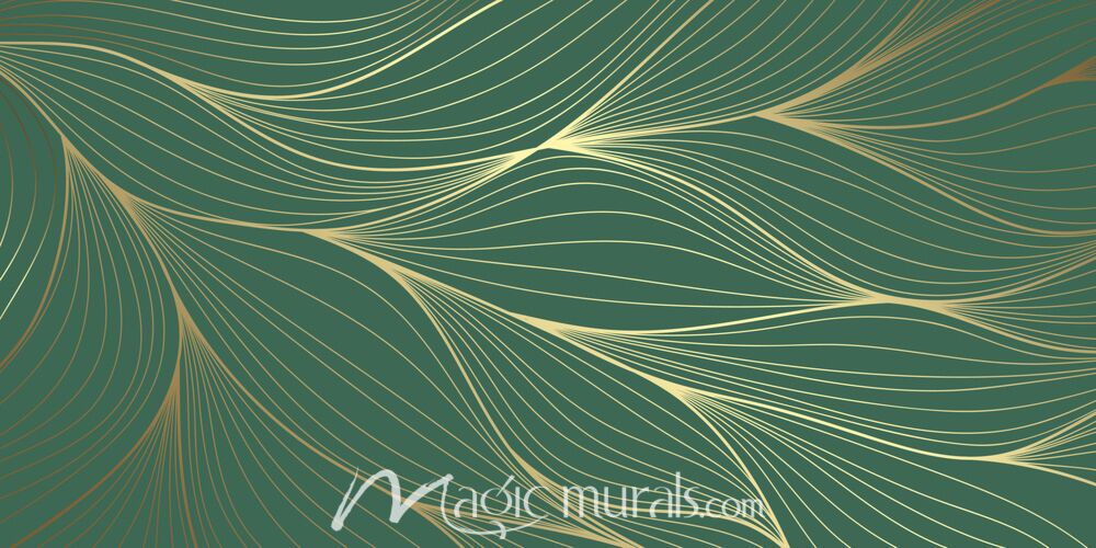 Green and Gold Palm Lines 0315 Wallpaper Wall Mural