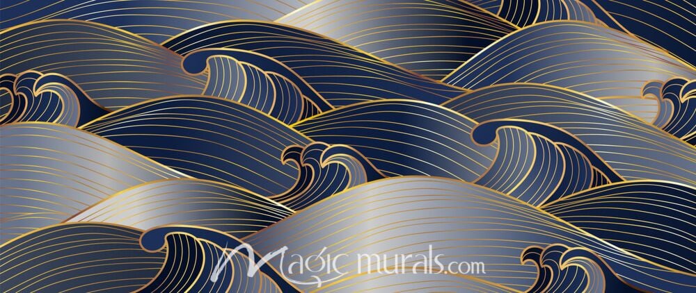 Black and Blue Wave Lines 4197 Wallpaper Wall Mural