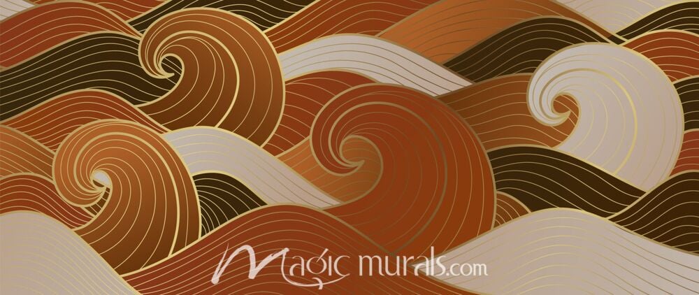 Rust and Gold Wave Lines 4266 Wallpaper Wall Mural