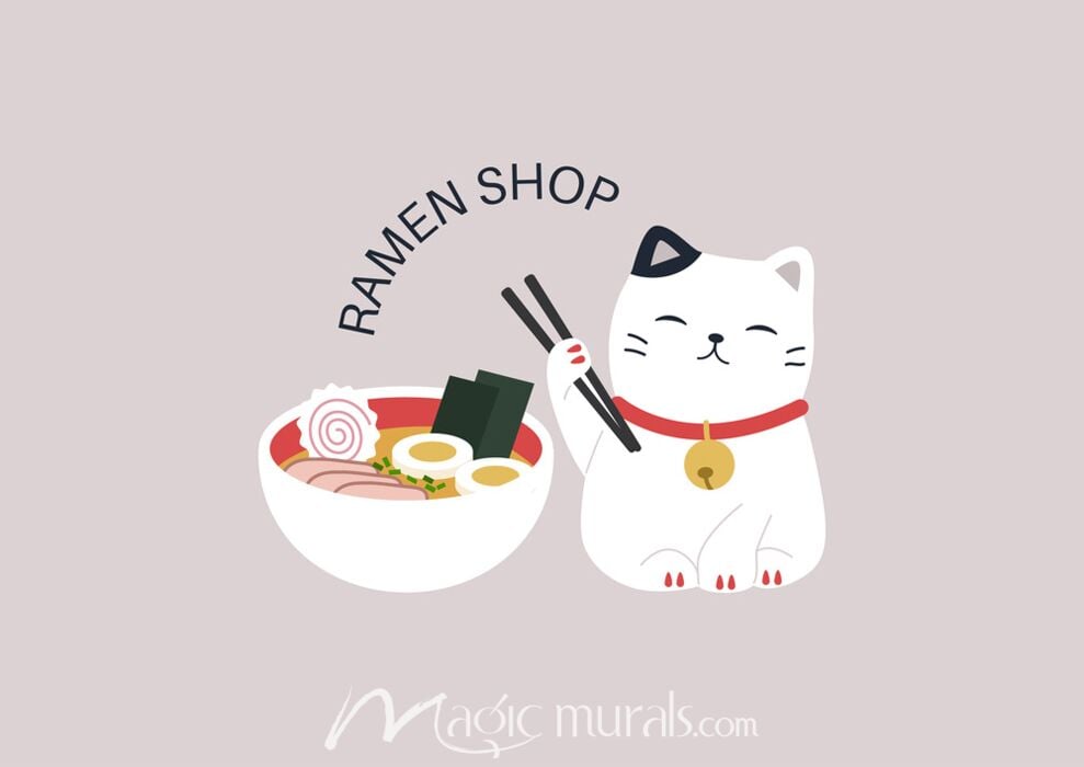 Maneki Neko Ramen Shop Sign Wallpaper Wall Mural