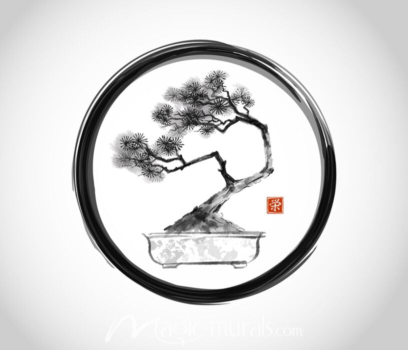 Japanese Zen Bonsai Circle 1818 Wallpaper Wall Mural