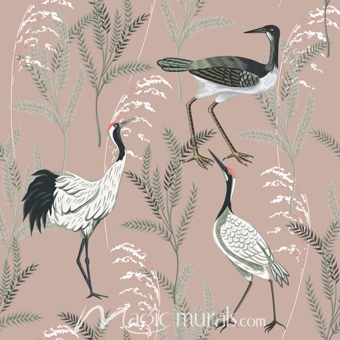 Vintage Swamp Cranes 8791 Wallpaper Wall Mural