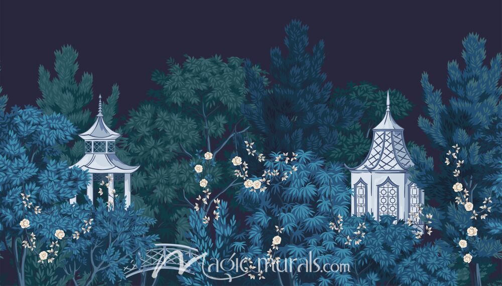 Park Pagodas at Night 7963 Wallpaper Wall Mural