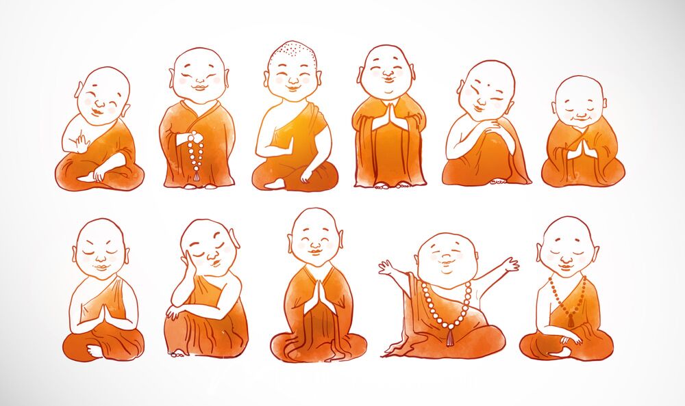 Meditating Buddhist Monk Doodle 5322 Wallpaper Wall Mural