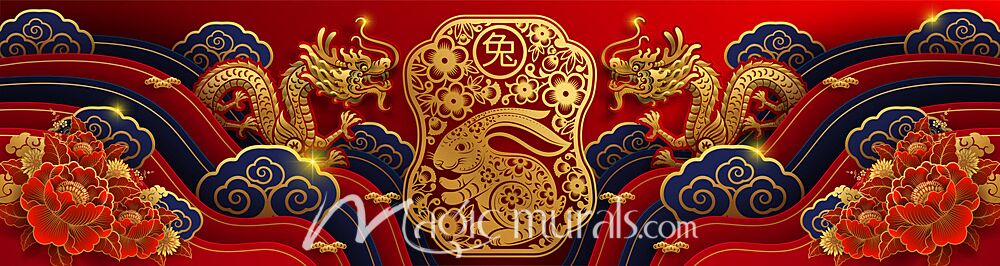 Chinese Rabbit and Dragons Wallpaper 4494 Wallpaper Wall Mural