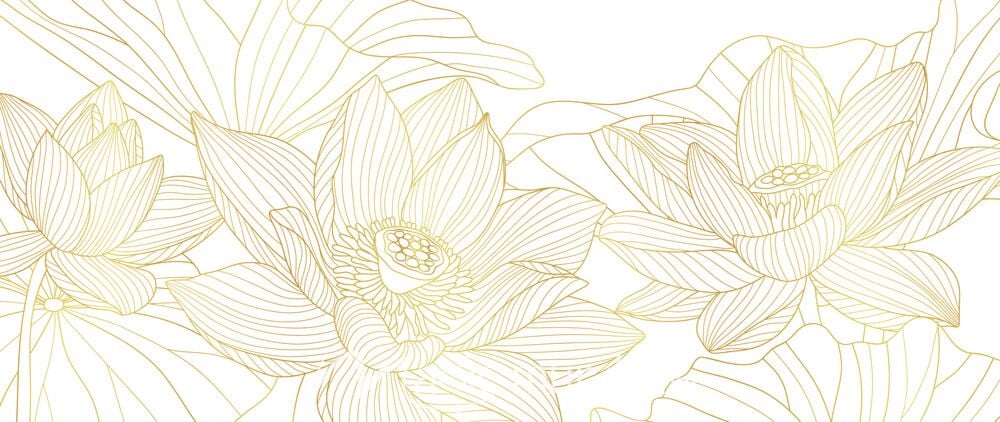 White Lotus in Gold 1430 Wallpaper Wall Mural