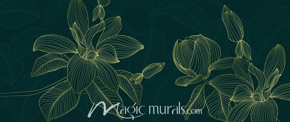 Gold Line Botanical 3609 Wallpaper Wall Mural