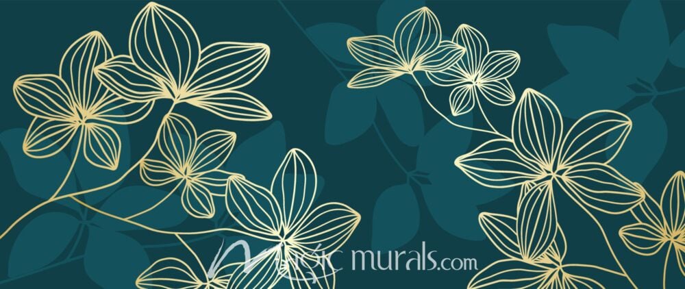 Golden Flower Line Art 5968 Wallpaper Wall Mural