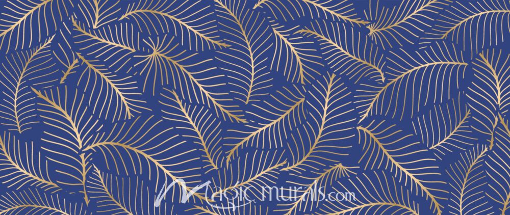 Abstract Blue Banana Leaves 6042 Wallpaper Wall Mural