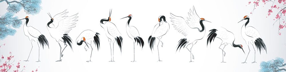 Japanese Red Crowned Cranes 1848 Wallpaper Wall Mural