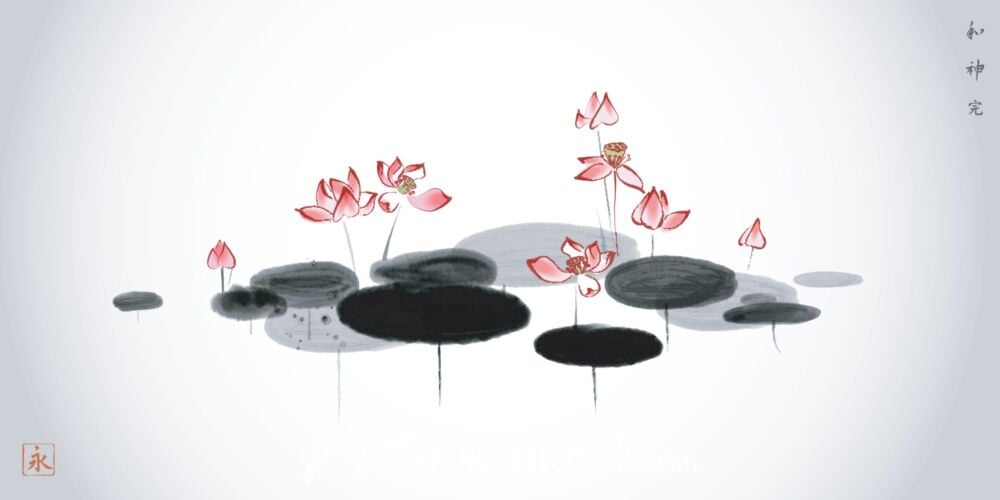 Harmony Lotus Flower Watercolor 6683 Wallpaper Wall Mural