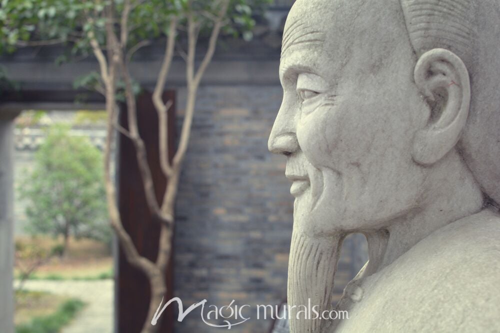 Confucius Statue in Garden Wallpaper Wall Mural