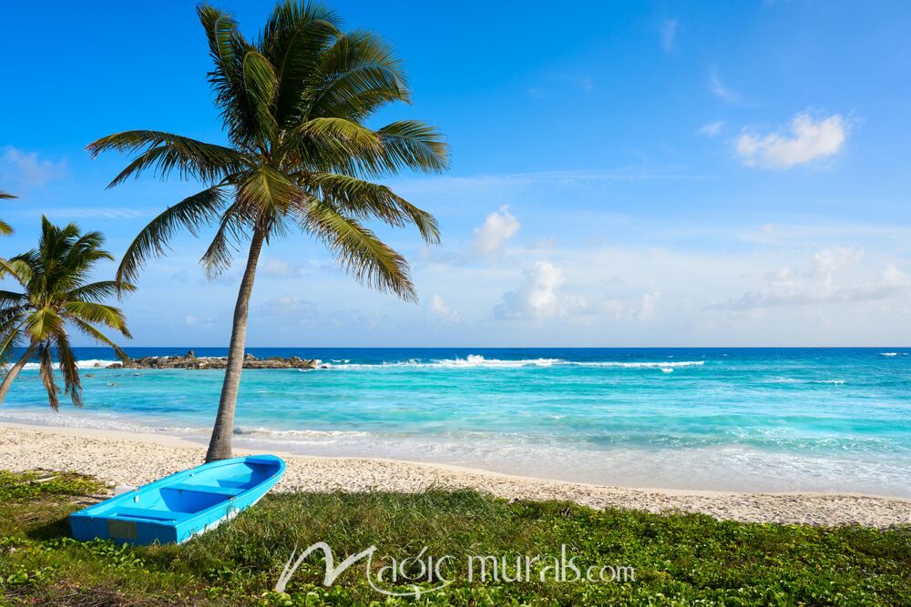 Tulum Beach and Boat 3249 Wallpaper Wall Mural