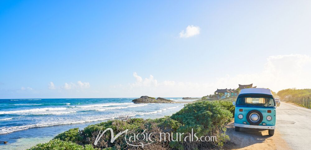 Tulum Beach VW Van 6142 Wallpaper Wall Mural