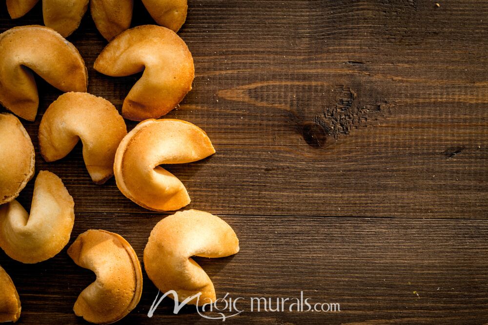 Fortune Cookie on Wood Wallpaper Wall Mural