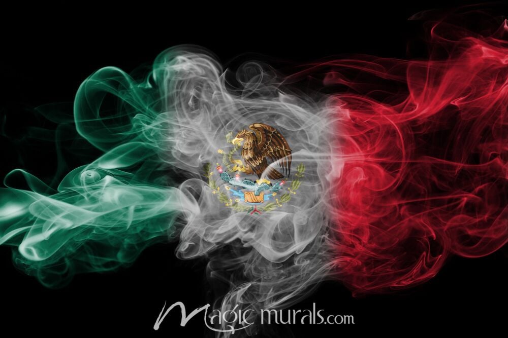 Mexican Flag via Smoke 1903 Wallpaper Wall Mural