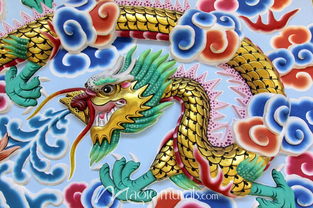 Chinese Dragon on Shrine Wall Wallpaper Wall Mural