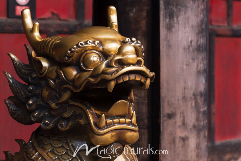 Bronze Dragon at Wenshu Monastery Chengdu Wallpaper Wall Mural