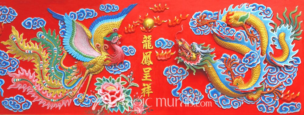 Taipei Temple Dragon and Phoenix Wallpaper Wall Mural