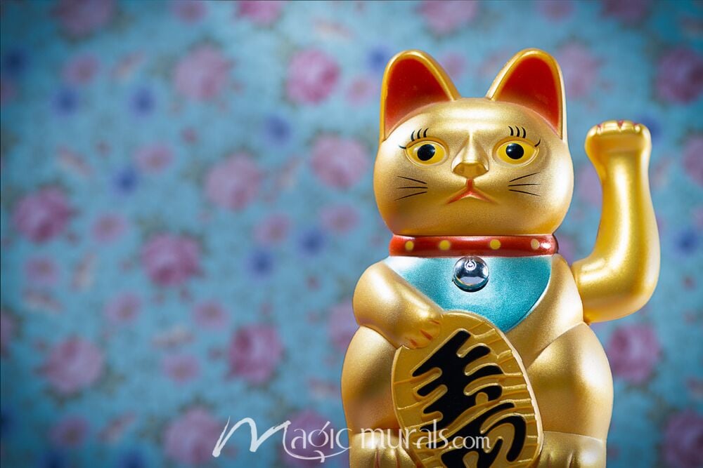 Golden Maneki Neko Wallpaper Wall Mural