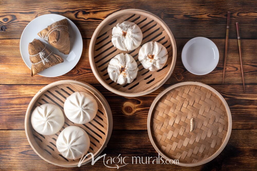 Chinese Steamed Buns Wallpaper Wall Mural