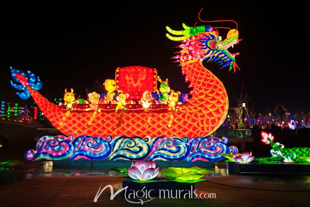 Chinese Dragon Boat Lantern 6169 Wallpaper Wall Mural