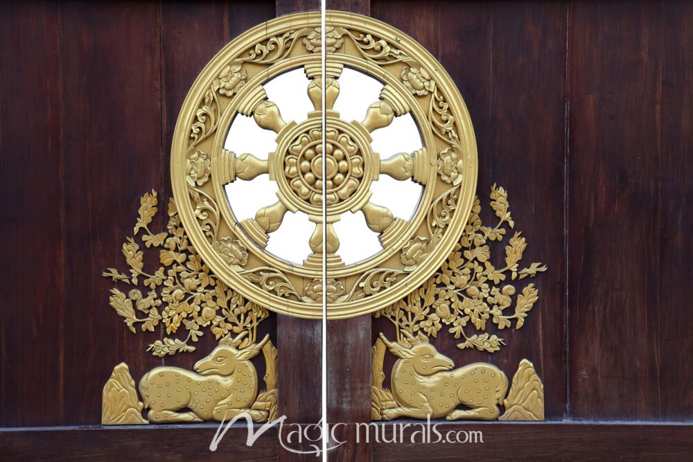 Gold Dragon Door Ornamentation Wallpaper Wall Mural