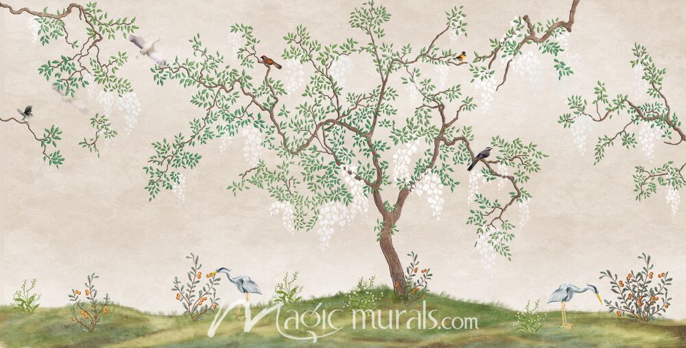 Flowering Tree with Birds 5547 Wallpaper Wall Mural