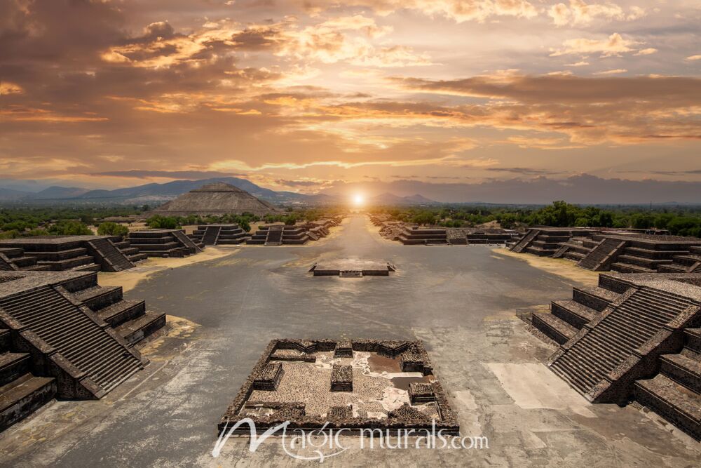 Teotihuacan Sunset Wallpaper Wall Mural