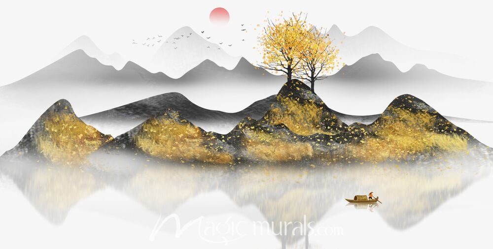 Modern Abstract Chinese Ink Wash Landscape 7412 Wallpaper Wall Mural