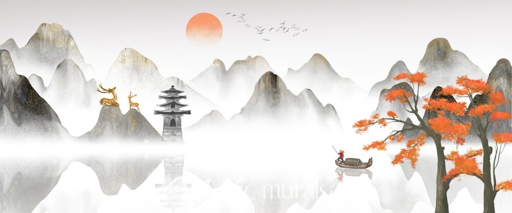 Chinese Landscape Ink Wash Painting 0500 Wallpaper Wall Mural