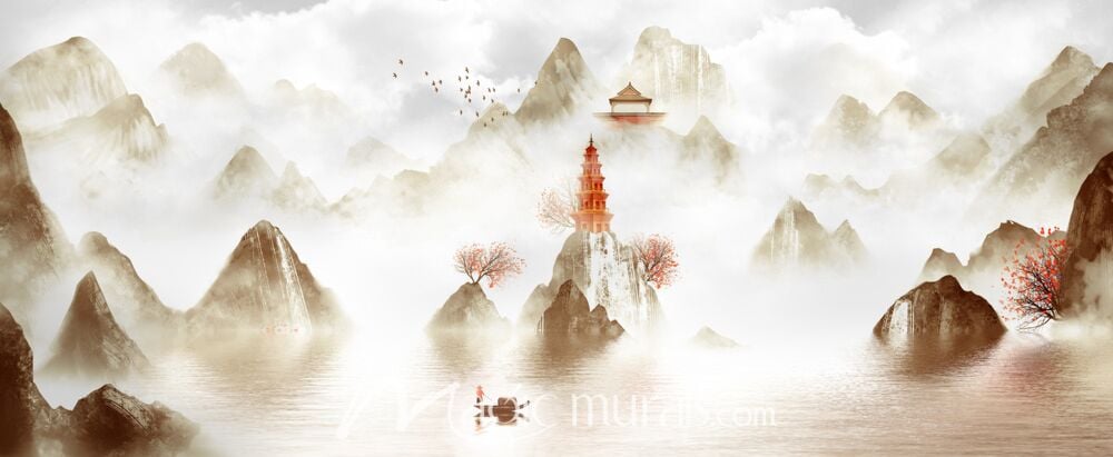 Modern Abstract Chinese Ink Wash Landscape 9355 Wallpaper Wall Mural