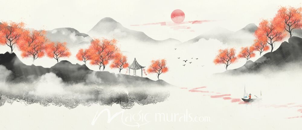 Modern Abstract Chinese Ink Wash Landscape 3263 Wallpaper Wall Mural