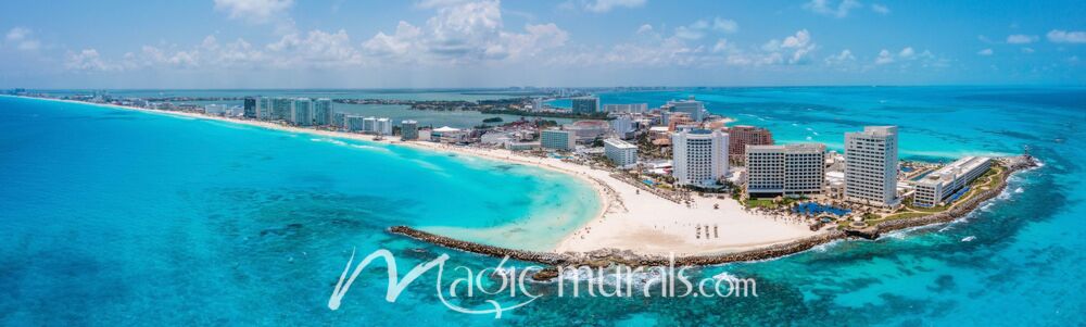 Cancun Beach Panorama 7424 Wallpaper Wall Mural