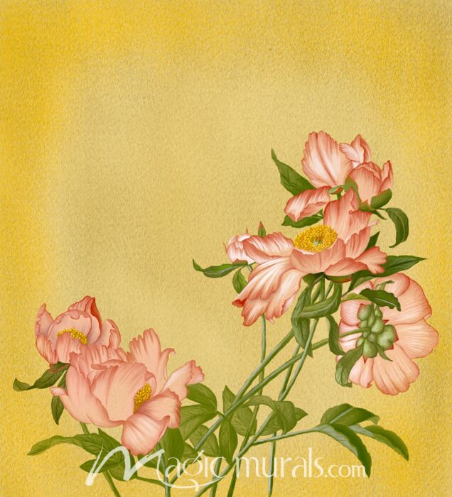 Vintage Peonies on Gold 3005 Wallpaper Wall Mural