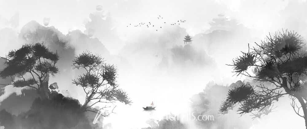 Modern Abstract Chinese Ink Wash Landscape 6810 Wallpaper Wall Mural