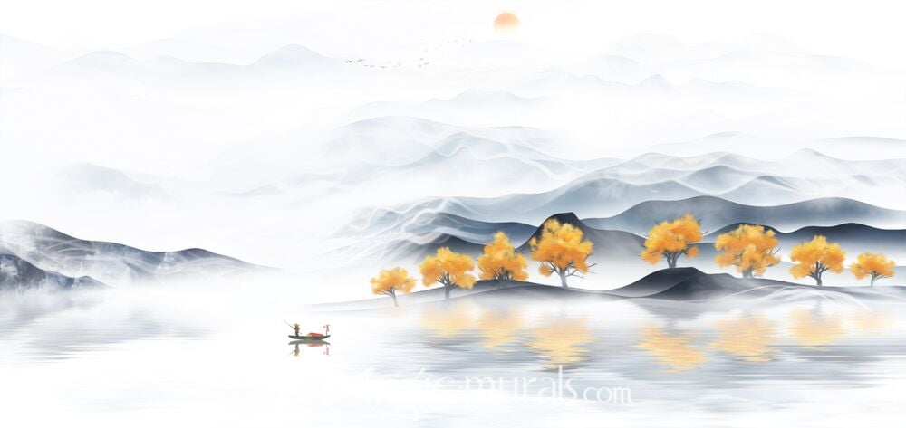 Modern Abstract Chinese Ink Wash Landscape 6921 Wallpaper Wall Mural