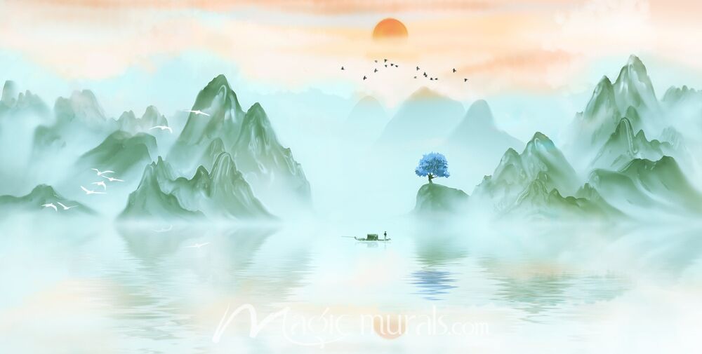 Modern Abstract Chinese Ink Wash Landscape 6991 Wallpaper Wall Mural