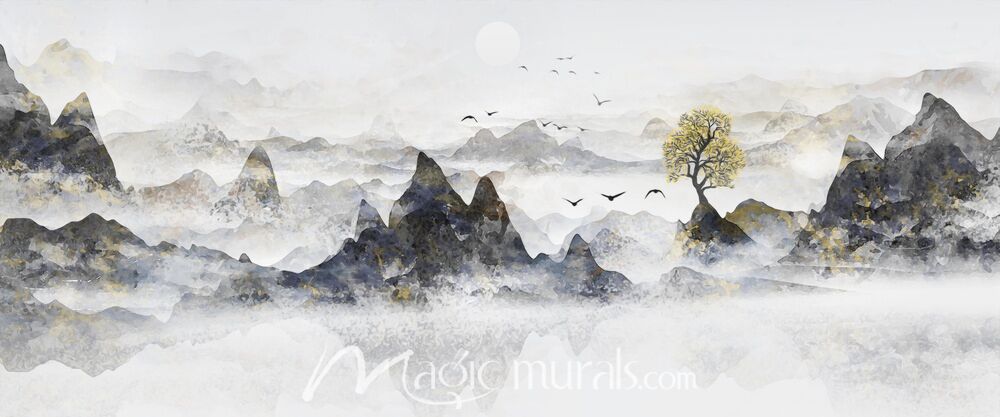 Modern Abstract Chinese Ink Wash Landscape 1364 Wallpaper Wall Mural