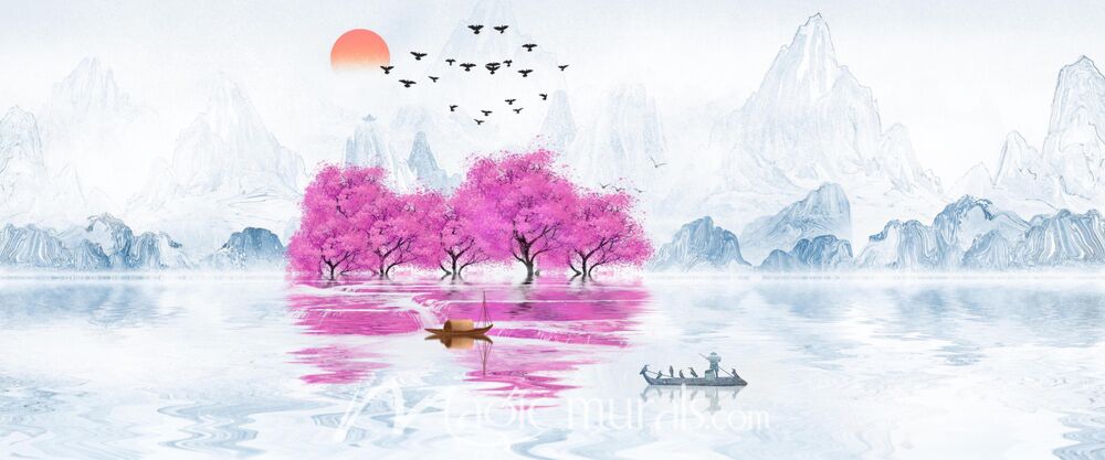 Modern Abstract Chinese Ink Wash Landscape 3819 Wallpaper Wall Mural