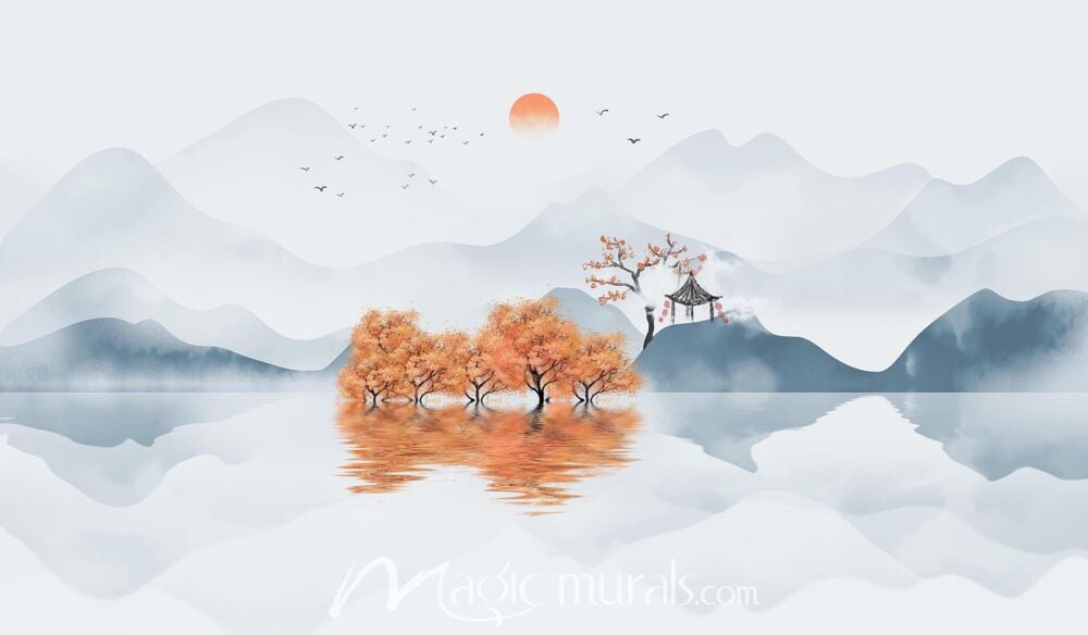 Modern Abstract Chinese Ink Wash Landscape 3964 Wallpaper Wall Mural