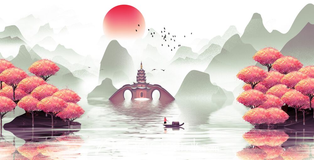 Modern Abstract Chinese Ink Wash Landscape 4349 Wallpaper Wall Mural