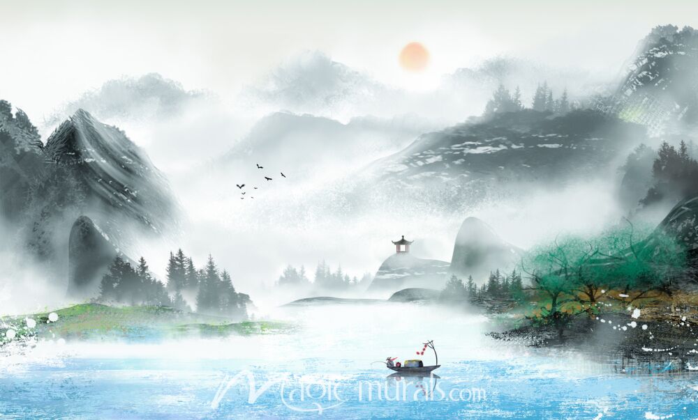 Modern Abstract Chinese Ink Wash Landscape 4372 Wallpaper Wall Mural