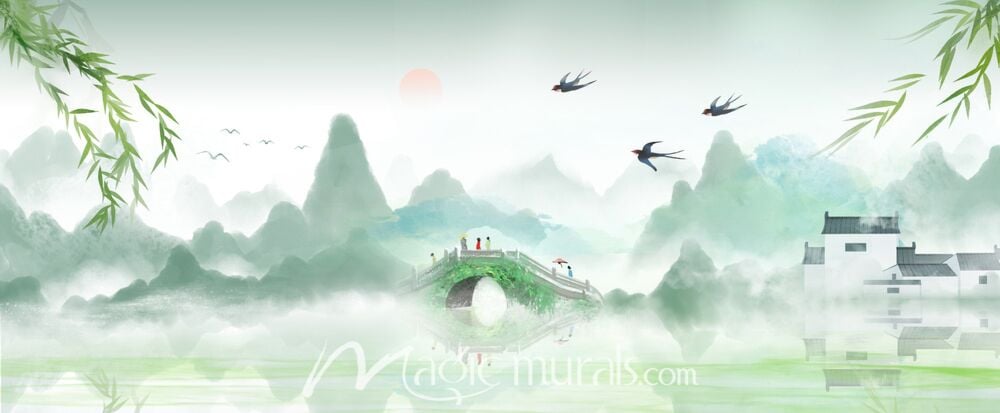 Modern Abstract Chinese Ink Wash Landscape 3438 Wallpaper Wall Mural