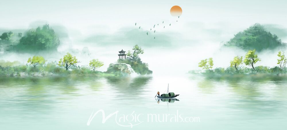 Modern Abstract Chinese Ink Wash Landscape 0192 Wallpaper Wall Mural