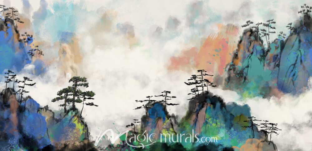 Modern Abstract Chinese Ink Wash Landscape 0977 Wallpaper Wall Mural