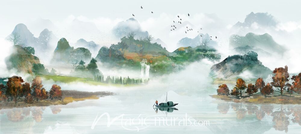 Modern Abstract Chinese Ink Wash Landscape 4827 Wallpaper Wall Mural